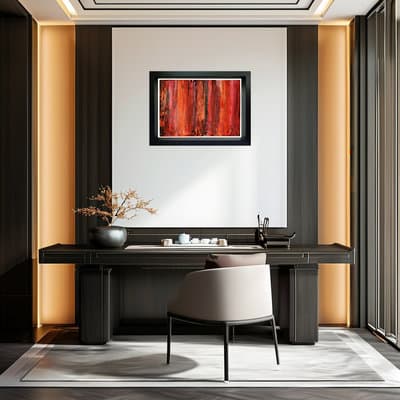 Crimson Vertical Rhythm Art in Modern Gallery