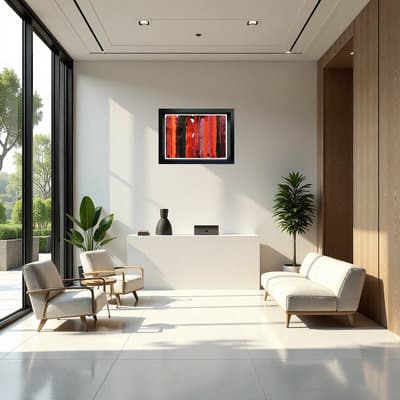 Fiery Vertical Strings Art in Modern Gallery
