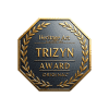 Octagon‑shaped Trizyn Heritage Art Distinction badge with gold laurel wreath border and minimalist engraving